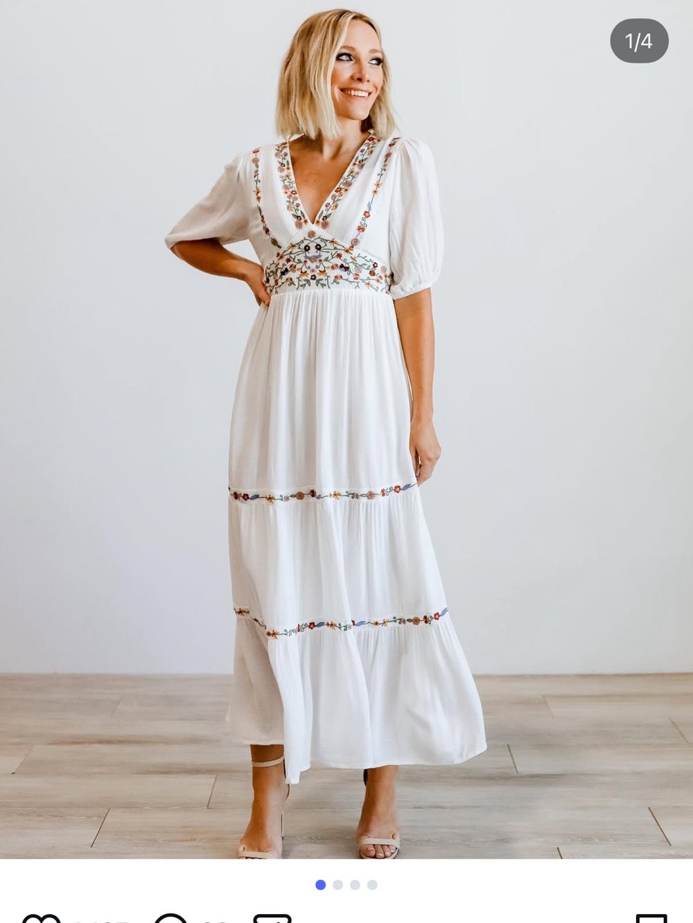 Baltic Born Santa Fe Maxi Dress with Multicolor Floral Embroidery